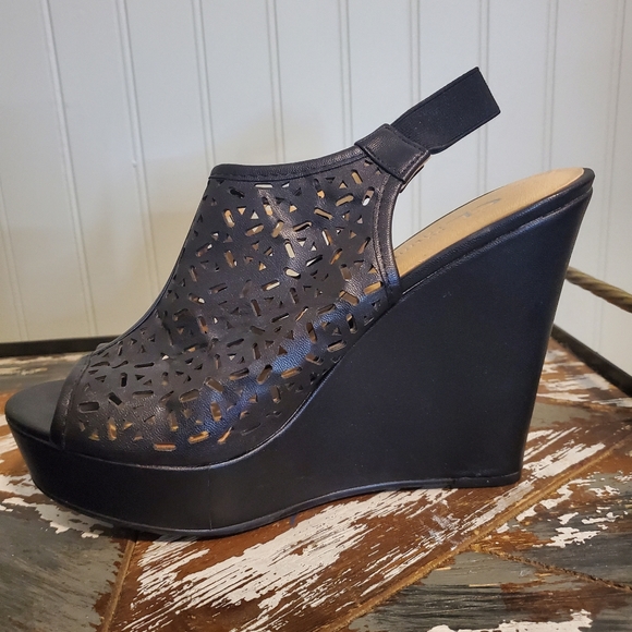 Chinese Laundry "Matilda" Leather Slingback Wedge Platform Sandals US 8.5 - Picture 6 of 10